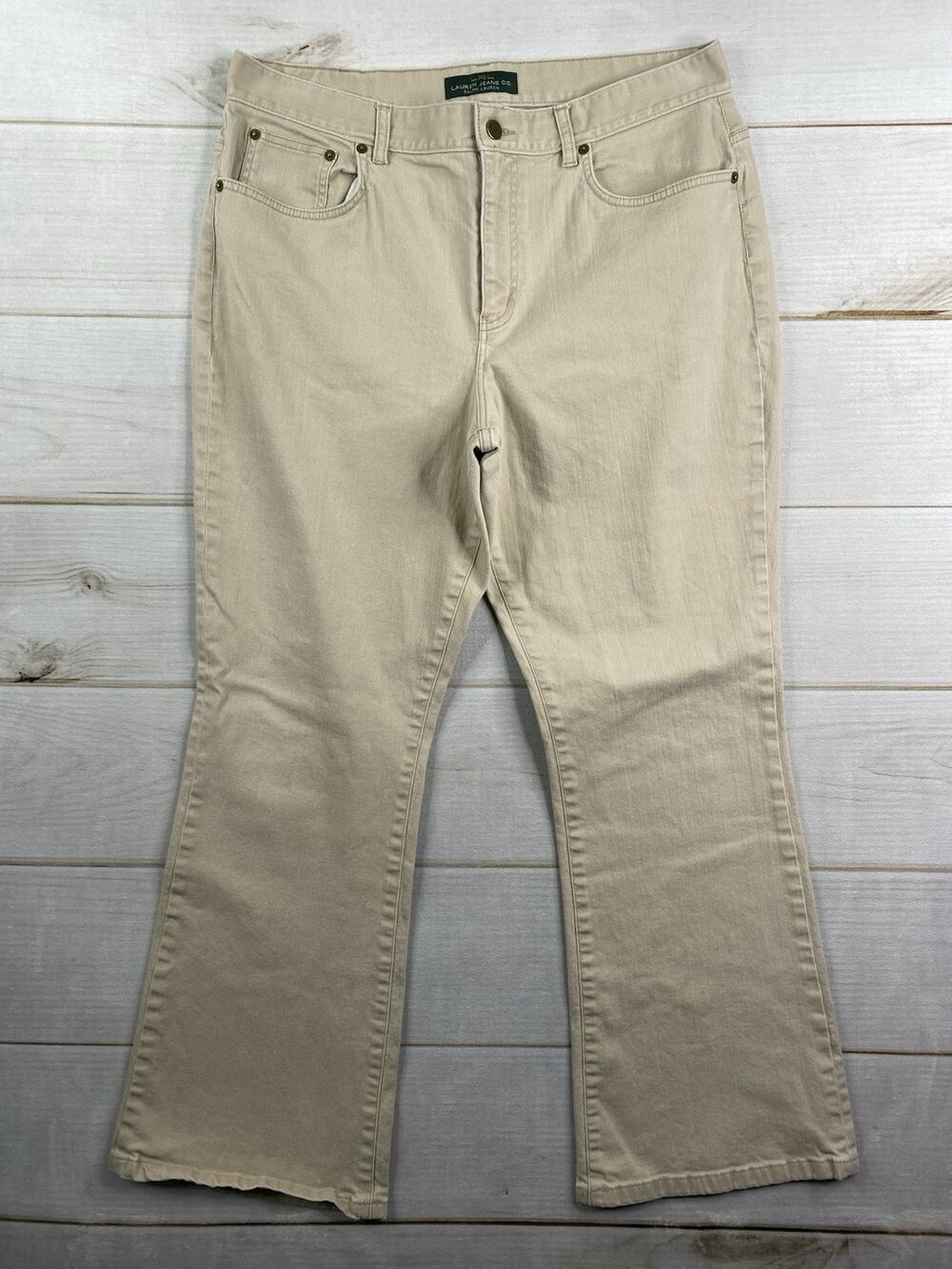 Vtg Lauren Jeans Co. Women’s 14 Cream Flare Leg Stretch Denim High Rise 90s